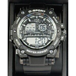 STEELTIME C-Sport Water Resistant Digital Analog Resin Sports Watch Black NEW